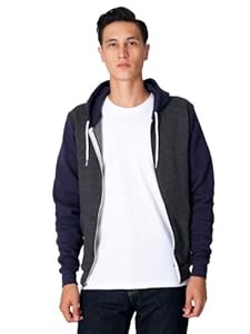 American Apparel Flex Fleece Two-Tone Zip Hoodie - Dark Heather Grey / Navy / 2XL