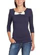 VERO MODA Damen Langarmshirt, 10086069 Vlatka Bow 3/4 Top, Gr. 38 (M), Gr�n (PONDEROSA PINE Detail:BLACK BOW)
