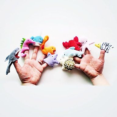 QHY 5PCS Sea Animal Plush Finger Puppets Kids Talk Prop