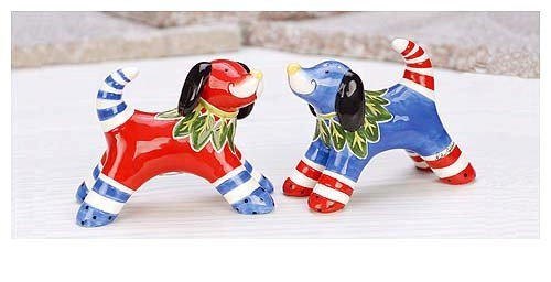 Clayworks Red Dog Salt & Pepper Shakers - Blue Sky