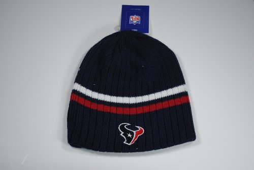 Houston Texans Reebok Navy Blue White Red Stripe Knit Beanie Cap Winter Hat