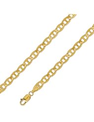 10K Yellow Gold Solid Flat Marine Anchor Link Lobster Clasp Chain Necklace 6.2MM 20 Inches