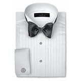 Joseph Abboud Black Tie Wing Collar, 1/2 Pleated, 100% Cotton with French Cuff Tuxedo Shirt