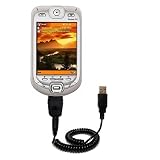 Coiled Power Hot Sync and Charge USB Data Cable w/ Tip Exchange for the HTC Blue Angel - Gomadic Brand