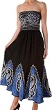Batik Print Embroidered Sleeveless Smocked Tube Top Long Dress
