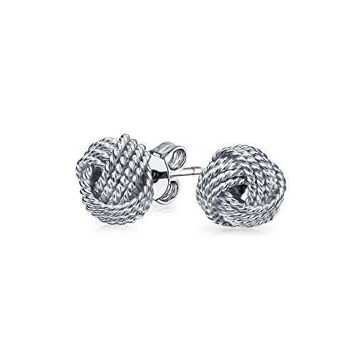 Bling Jewelry 925 Sterling Silver Twisted Love Knot Stud Earrings