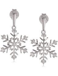 10k White Gold Diamond Snowflake Earrings (1/10 cttw, I-J Color, I2-I3 Clarity)