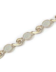 14kt Yellow Gold Oval Opal and Diamond Bracelet