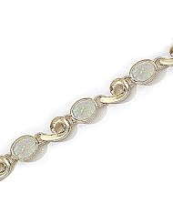 14kt Yellow Gold Oval Opal and Diamond Bracelet