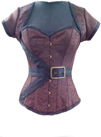 Corset Super Store Women's Steampunk Brown Brocade Corset and Jacket Set 30-Fits Natural Waist 34"-35"