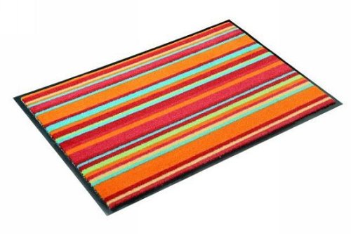 FUSSMATTE IM STREIFEN DESIGN BUNT WASCHBAR TÜRVORLEGER FUßABTRETER 80 x 53 cm