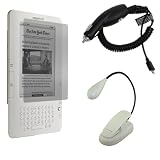Amazon Kindle 2 (2nd Generation) Car Charger, Full Screen Protector / Guard, and a White Ebook Reader Light