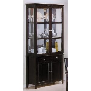 China Cabinet Buffet Hutch Contemporary Style Cappuccino Finish by Coaster