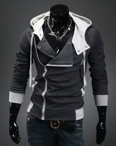 Pixnor® Assassins Creed 3 Desmond Miles Cosplay Costume Hoodie Assassin's Creed Jacket Costume Top Coat (Dark Grey, XL)
