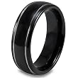 Grooved Black Plated Polished Tungsten Carbide Ring (7.0mm) - Sizes 8 - 13