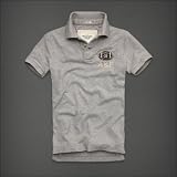 Abercrombie&Fitch メンズ 半袖ポロシャツ Douglass Mountain Light Heather Grey