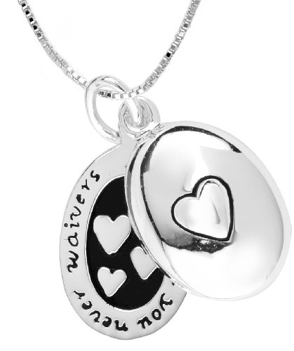 Sterling Silver “My Faith In You Never Waivers Because I Know You, Because I Love You” Two Charm Necklace, 18″