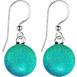 Handcrafted Temptatious Teal Dichroic Glass Earrings
