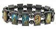 Magnetic Hematite Tanker Bracelet - Photos of Christian Icons.