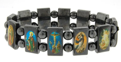 Magnetic Hematite Tanker Bracelet – Photos of Christian Icons.