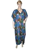 Evening Dress Womens Caftan Blue Paisley Print Lightweight Sheer Cotton Cover Up Kaftan