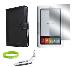 CrazyOnDigital 4-item Kit- Leather Case, Screen Guard and Reader Light for Barnes and Noble Nook