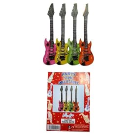 4 INFLATABLE GUITARS 106cm - ASSORTED COLOURS