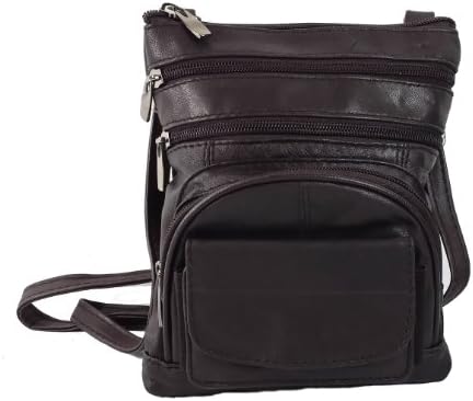 Mylux High Quality Leather Lambskin Multi Pockets Shoulder Bag (brown)