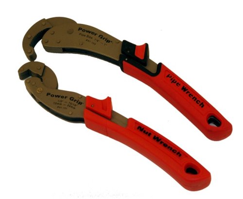 Olympia Tools 01-162 2-Pieces Power Grip Set, 10-Inch Hex Nut Wrench and 10-Inch Pipe Wrenches