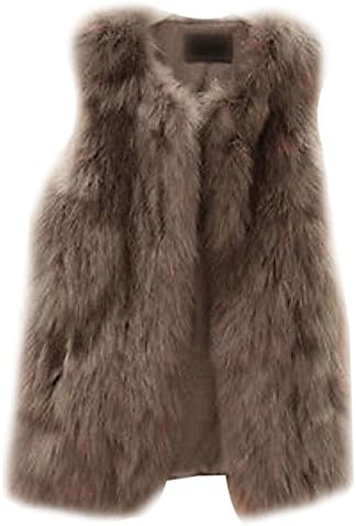 Ideal4dress Women Faux Fur Shaggy Vest Gilet Sleeveless Coat Outerwear Waistcoat