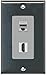 RiteAV - 1 Cat5e Ethernet and 1 HDMI Decorative Wall Plate - Stainless/Gray - Bracket Included