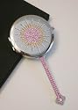 2 Saints Handheld Pink Crystal Compact Mirror