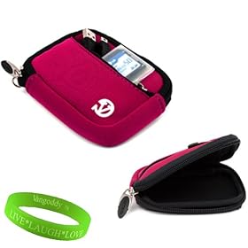 Kodak EasyShare Point & Shoot Camera Accessories from VanGoddy Presents our Neoprene Glove Protective Case Cover in Electric Pink **Fits Kodak EasyShare C1505 M215 M200 M750 M583 M5370 M577 M5350 M550 M552 M565 M532 M522 Model Cameras** + VanGoddy LIVE * LAUGH * LOVE Wristband