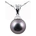 18K White Gold with Diamonds and 11.5-12mm Gem Quality Black Tahitian Pearl Pendant & 16" 14K White Gold Chain