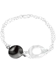 Lux Sterling Silver And Black Pearl Open And Close Bracelet