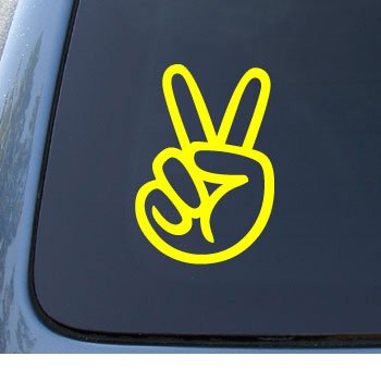 Cover image : PEACE SIGN - Hand - Car, Truck, Notebook, Vinyl Decal Sticker #1111 | Vinyl Color: Yellow
