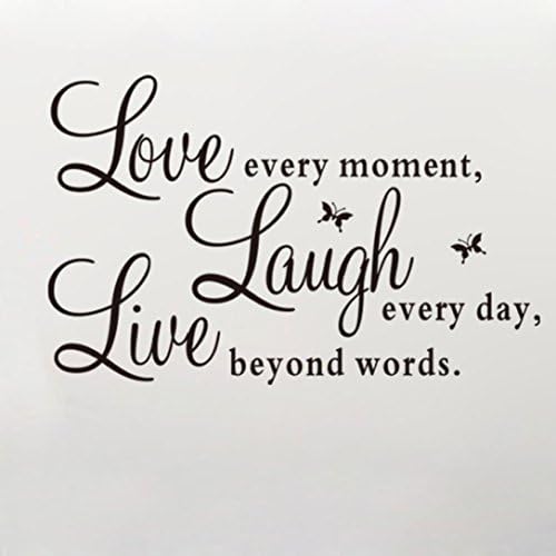 HP95(TM) 25*70cm , Vinyl Decal Live Every Moment, Laugh Every Day, Love Beyond Words Wall Quote by Granmet