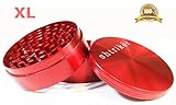 Shtriker® Grinder Extra Large 3.0 Inch 4 Piece. Tobacco Grinder / Spice Grinder / Herb Grinder / Weed Grinder (Red)