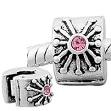 Clip Lock Stopper Hot Pink Rhinestone Bead Fits Pandora Style Bracelets European Charm Bead Bracelets Free Rubber rings