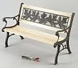 Astonica Wood and Cast-Iron Bench with Autumn-Leaf Design