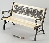 Astonica Wood and Cast-Iron Bench with Autumn-Leaf Design