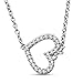 925 Sterling Silver Sideways Heart Diamond Pendant Necklace (0.08 Carat)
