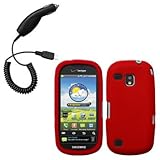 Red Silicone Skin / Case / Cover & Car Charger for Samsung Continuum / SCH- ....