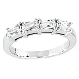 Bright and Beautiful Solid Sterling Silver Cubic Zirconia Rhodium Plated Rings