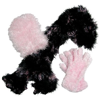 Magic Scarf, Hat and Gloves Gift Set (Black-Pink Stripe Scarf with Baby Pink Hat and Gloves)