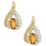 Citrine and Pave Diamond Fancy Twist Earrings .07cttw