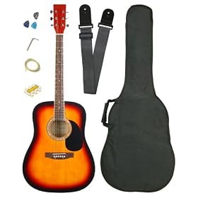 Barcelona Full Size Acoustic Guitar with Free Carrying Bag and Accessories: Musical Instruments