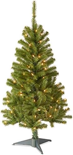 Christmas Tree Light National Tree Canadian Fir Grande Wrapped Tree with 100 Clear Lights, 4-Feet, 27" Diameter