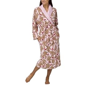 Nick and Nora fleece robe in pink Santa Monkeys camo