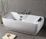 LineaAqua Atom 59 x 30 Whirlpool Bath Tub with Head Rest, Bath Filler, Hand Shower and Whirlpool Massage Jets